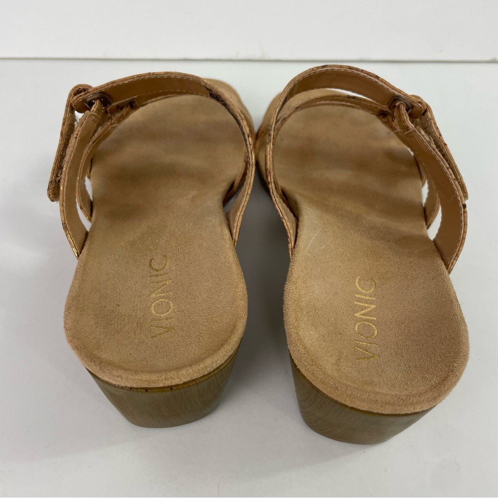 Vionic Park Dwyn Triple Strap Wedge Sandals in Gold Cork Size‎ 8 Wide Open-Toe - Picture 10 of 16